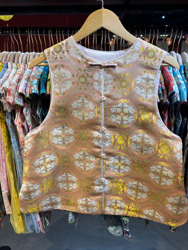 金鱼戏莲 粉金调 亲子款新中式马甲 四季款 百搭坎肩