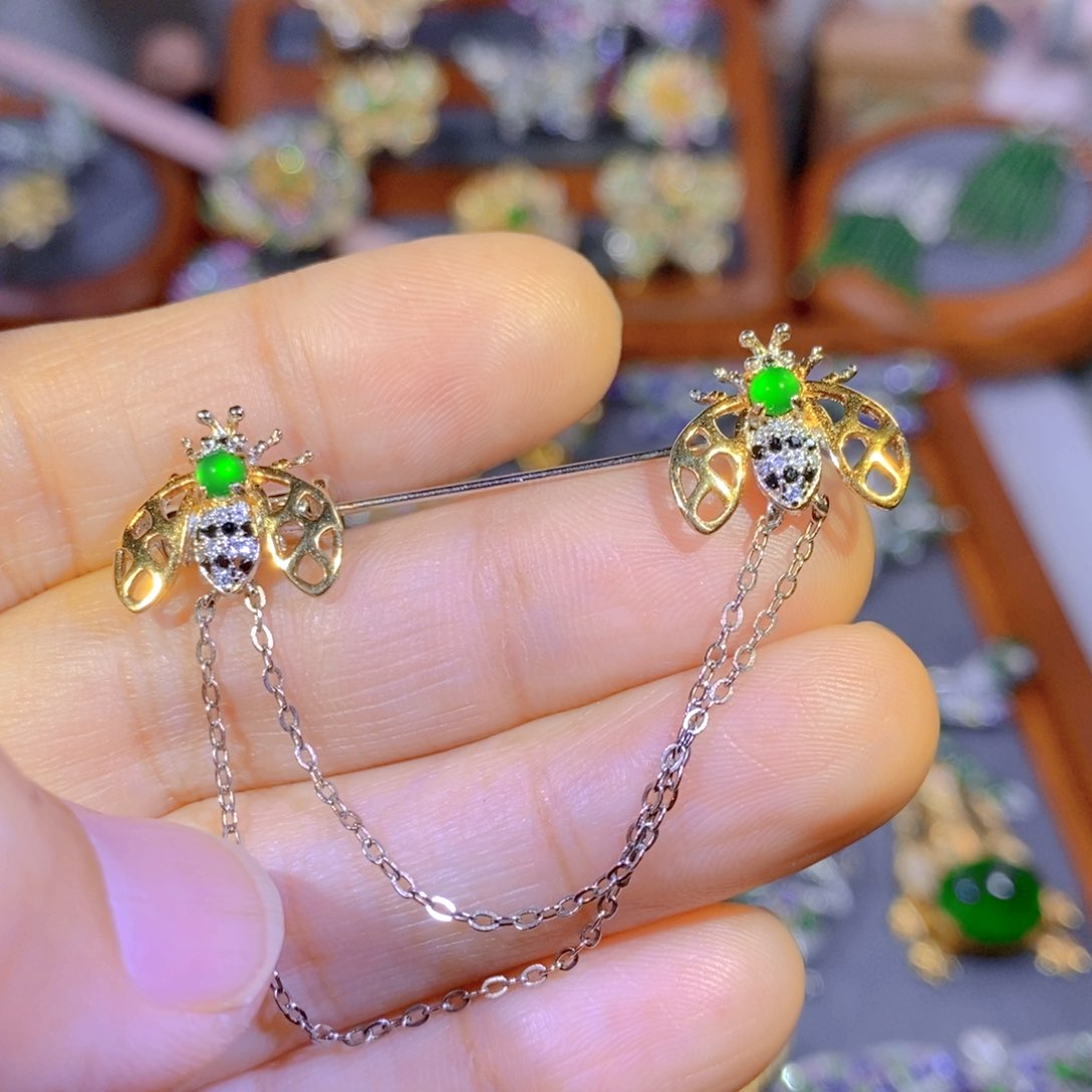 颈饰银S925镶嵌翡翠