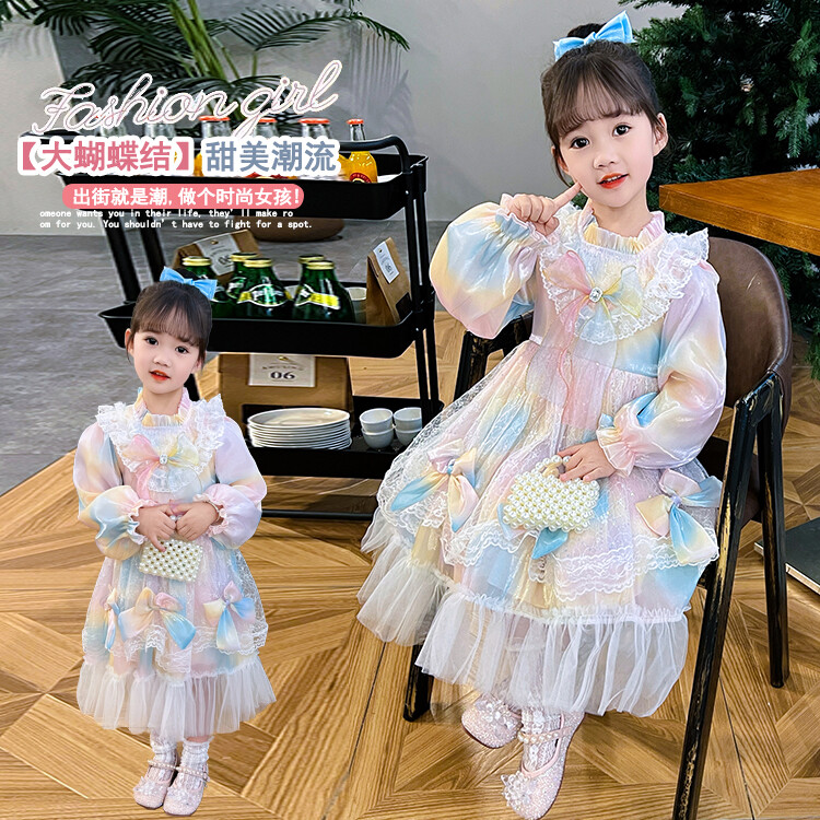 2025新款衣服儿童秋款春秋款公主裙时尚秋季女童韩版拼接公主裙