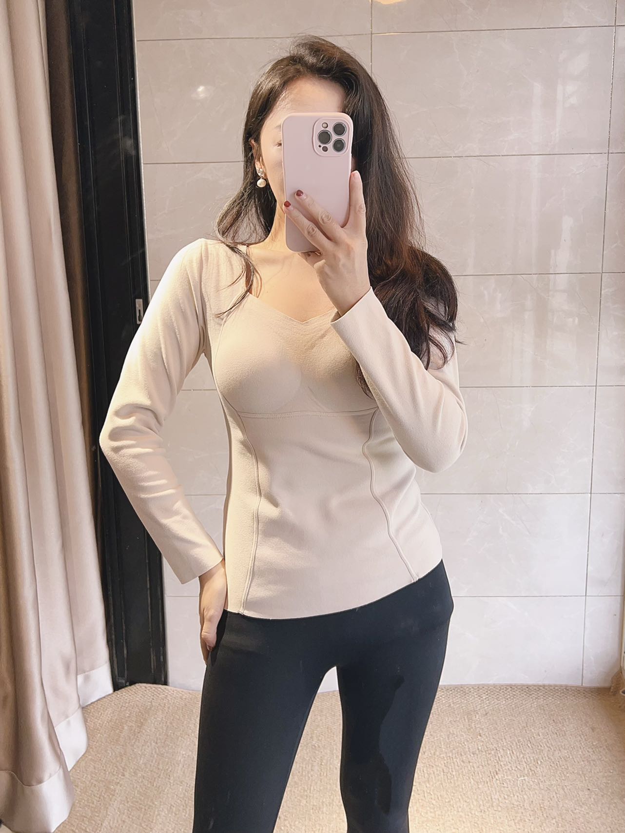 长袖极简风保暖千金风保暖上装修身秋冬冬季紧身美体