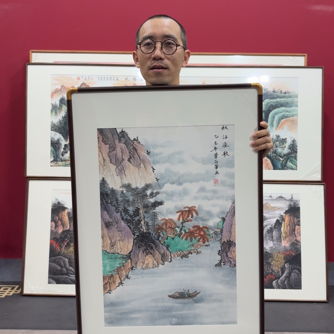 国画带框绘画90/60尺寸