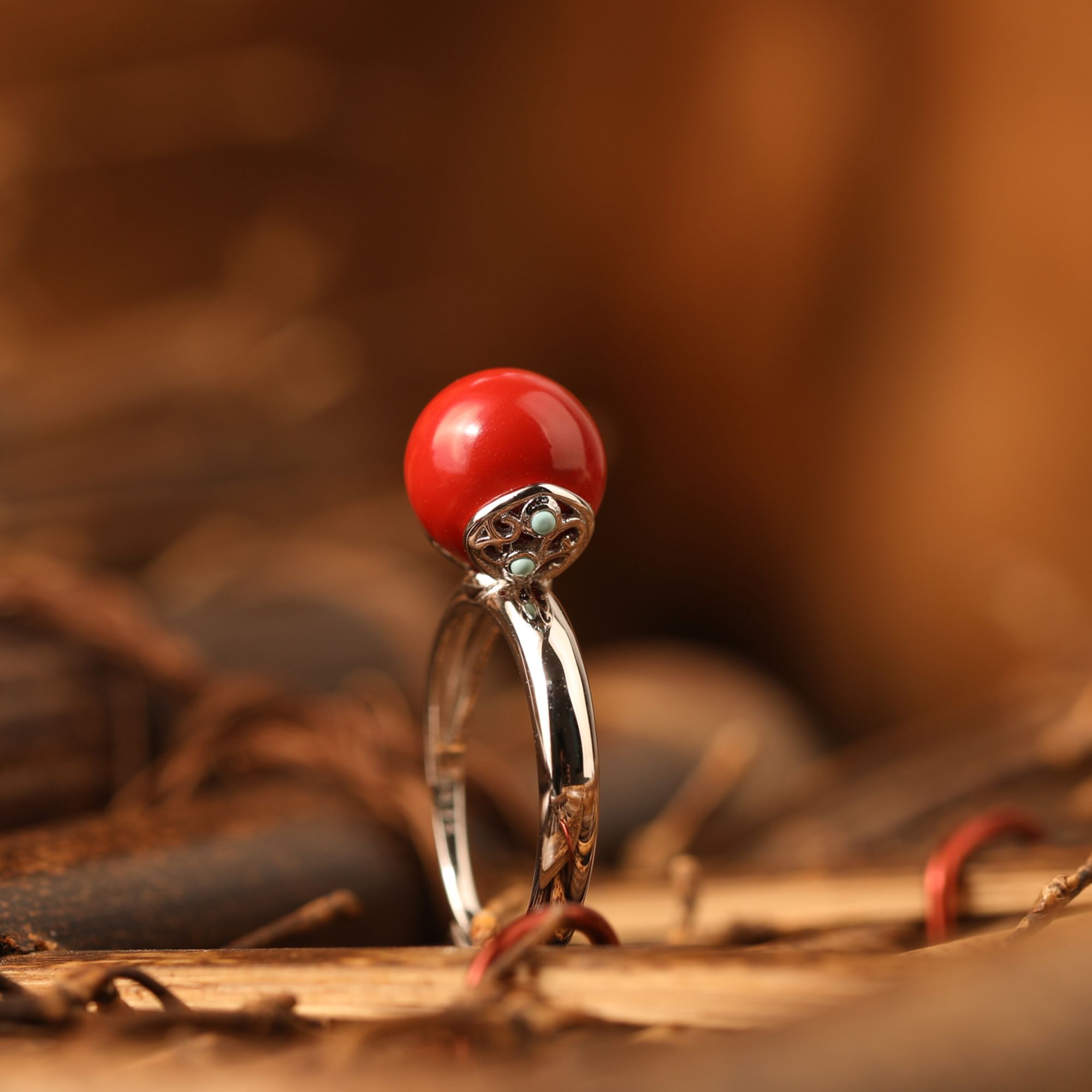 含辰砂工艺品Y【一生安朱砂红颜戒指】爱，在岁月的流转中，永不褪色。