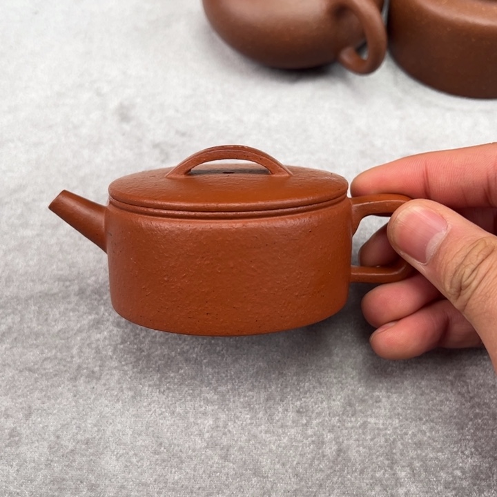 紫砂茶壶生砂朱泥平底汉瓦115cc