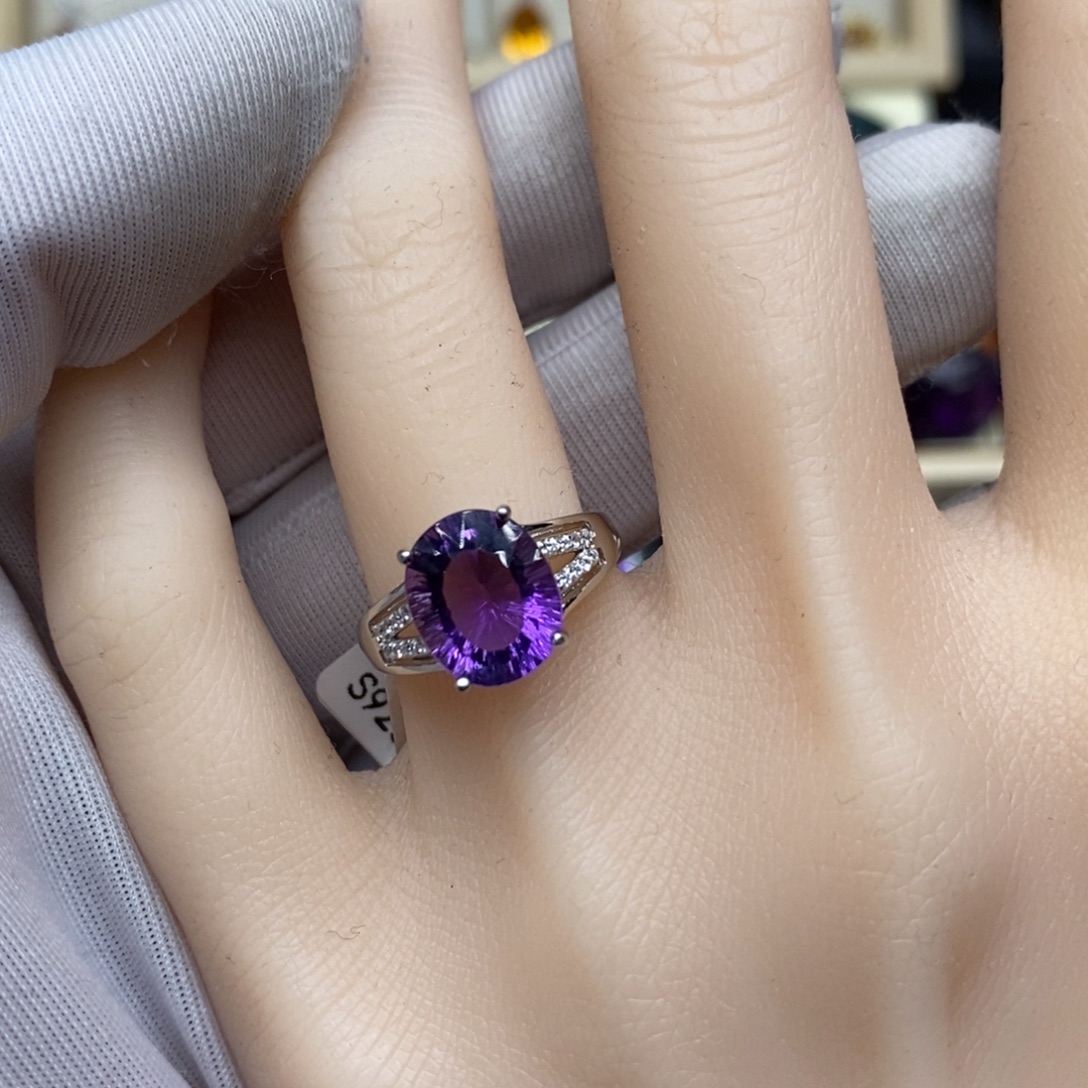 戒指银S925镶嵌紫晶