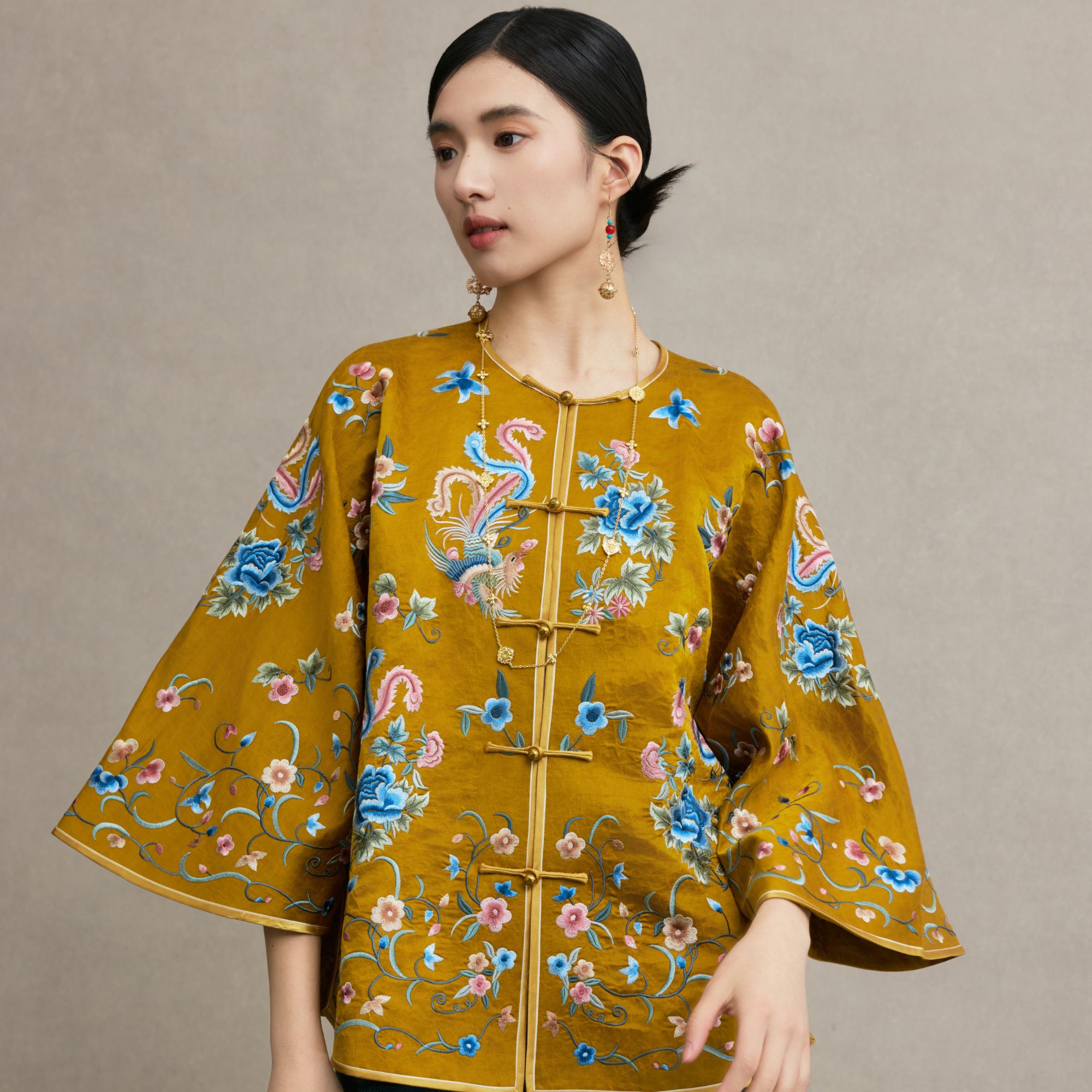 「有凤来仪」乐锦坊复古中国风手工原创设计感重工满绣女装时尚上衣