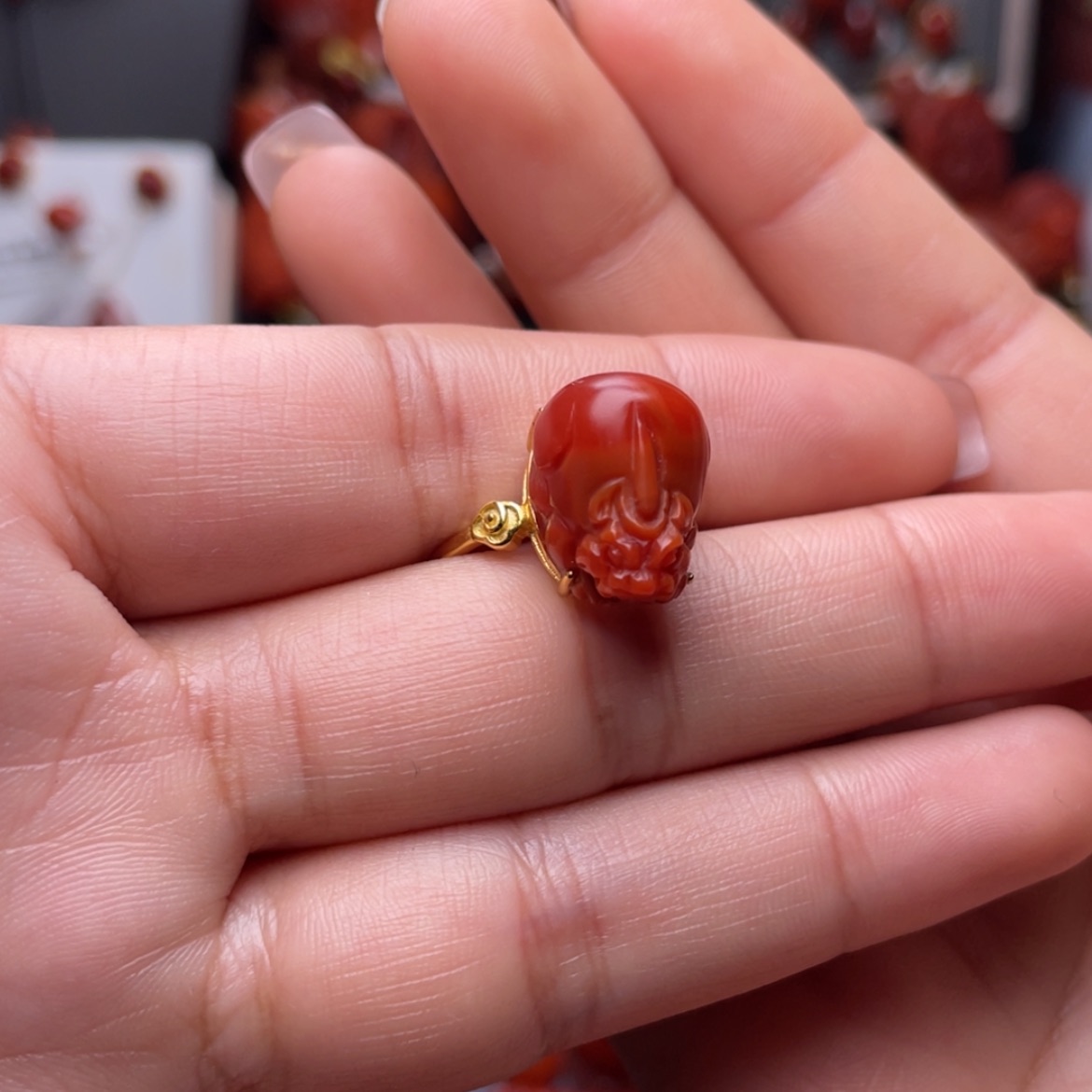 【闪购商品】南红玛瑙戒指银S925镶嵌