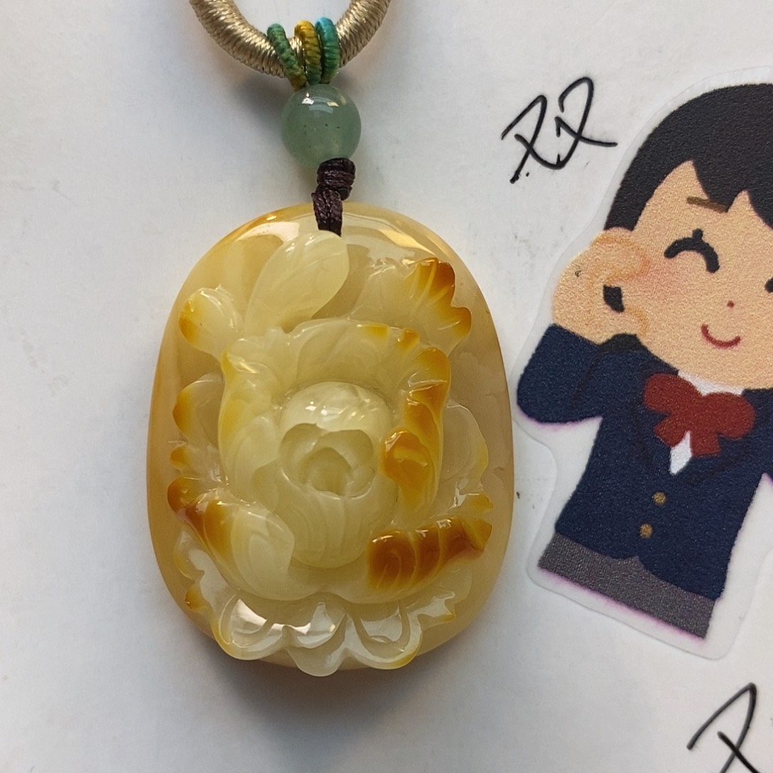 未镶嵌定制琥珀牡丹花