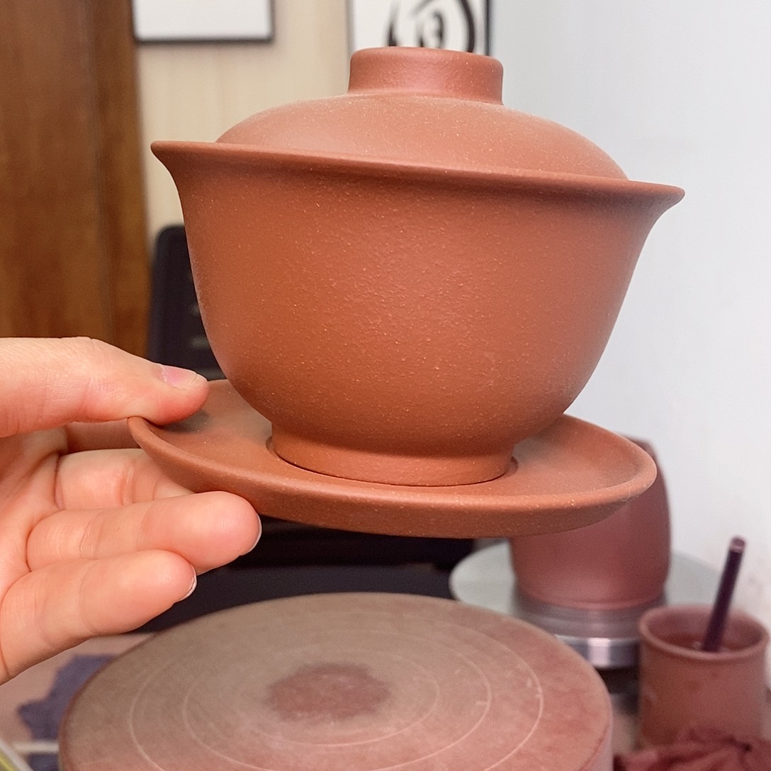 茶杯紫砂红降坡盖碗