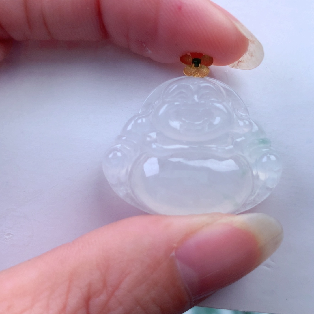 翡翠吊坠(不含链)18K金镶嵌