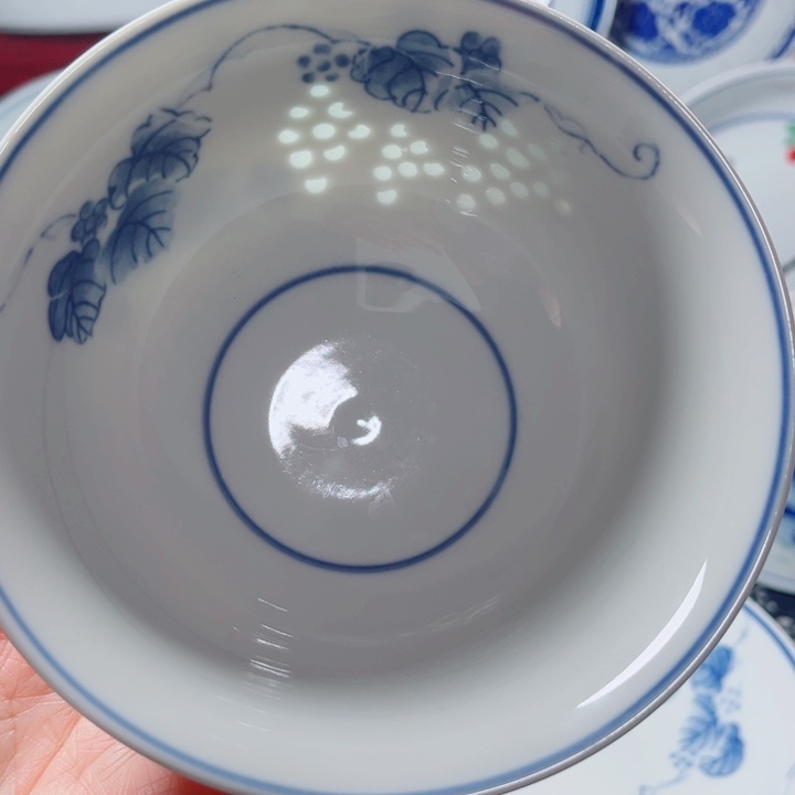 青花玲珑5寸饭碗葡萄