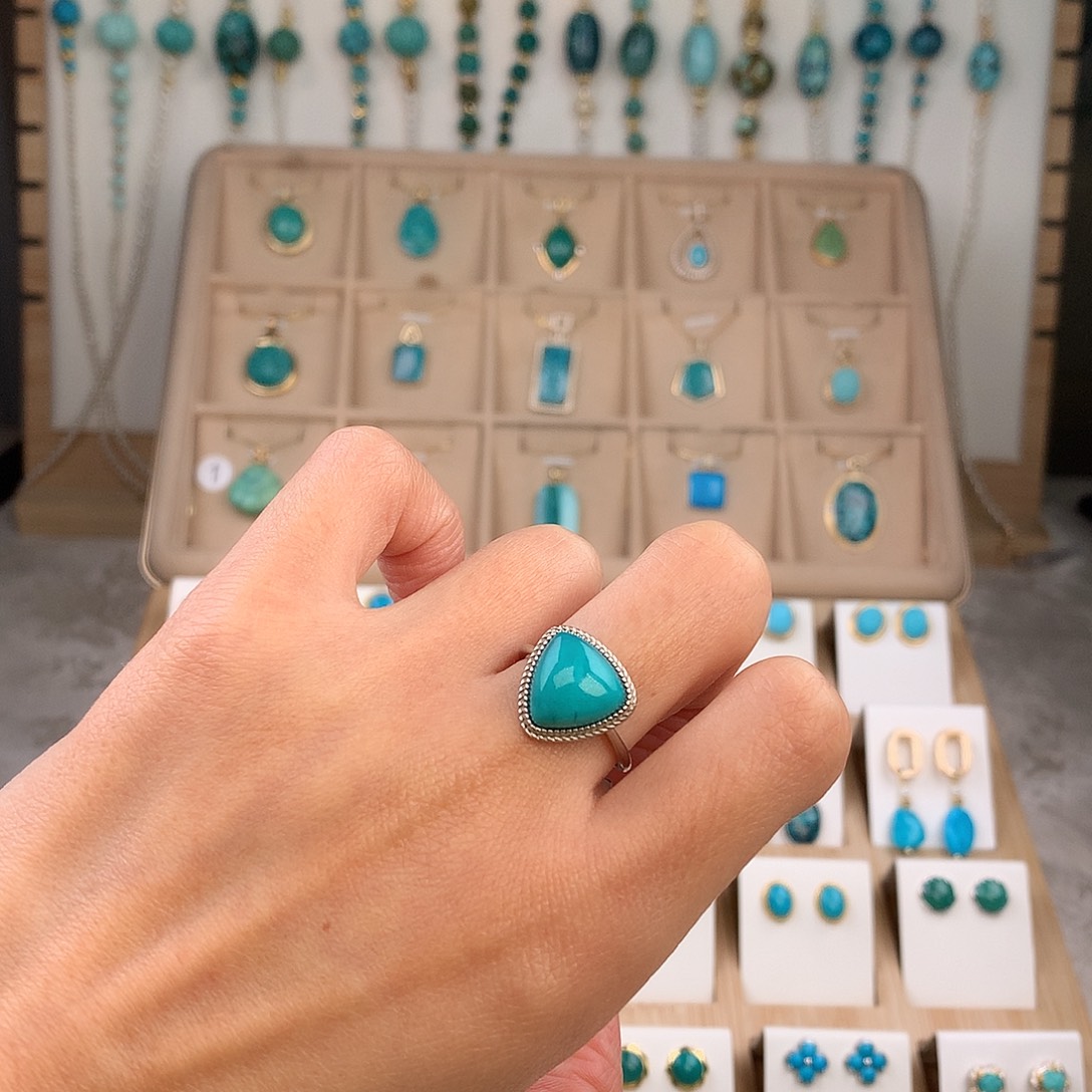 绿松石银S925镶嵌戒指