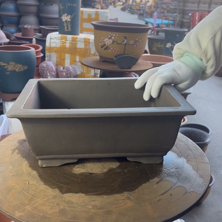 紫砂32素面马槽华欧花盆