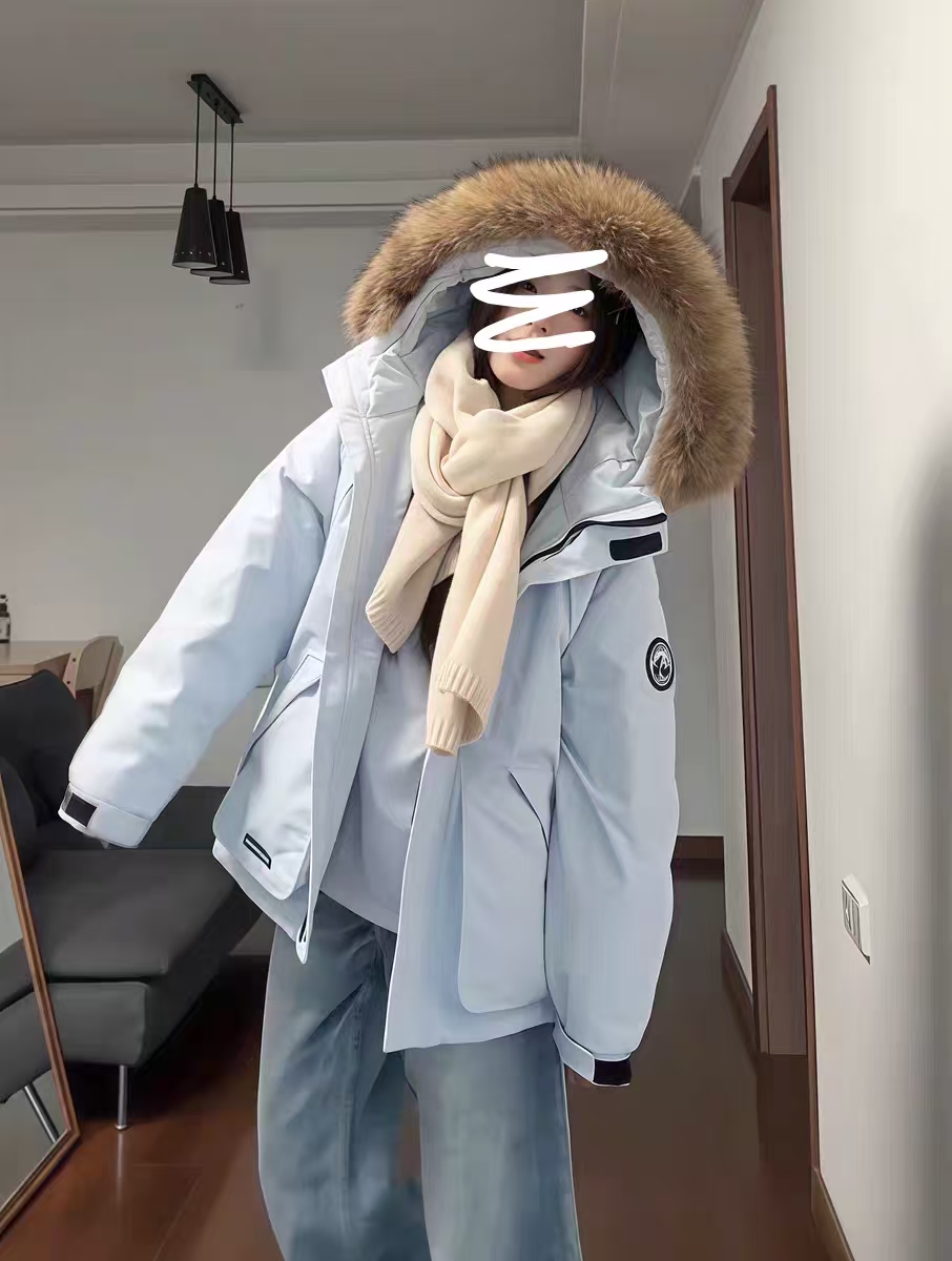 萌萌 冬季新款工装派克服棉服女短款大毛领加厚冬装外套459001