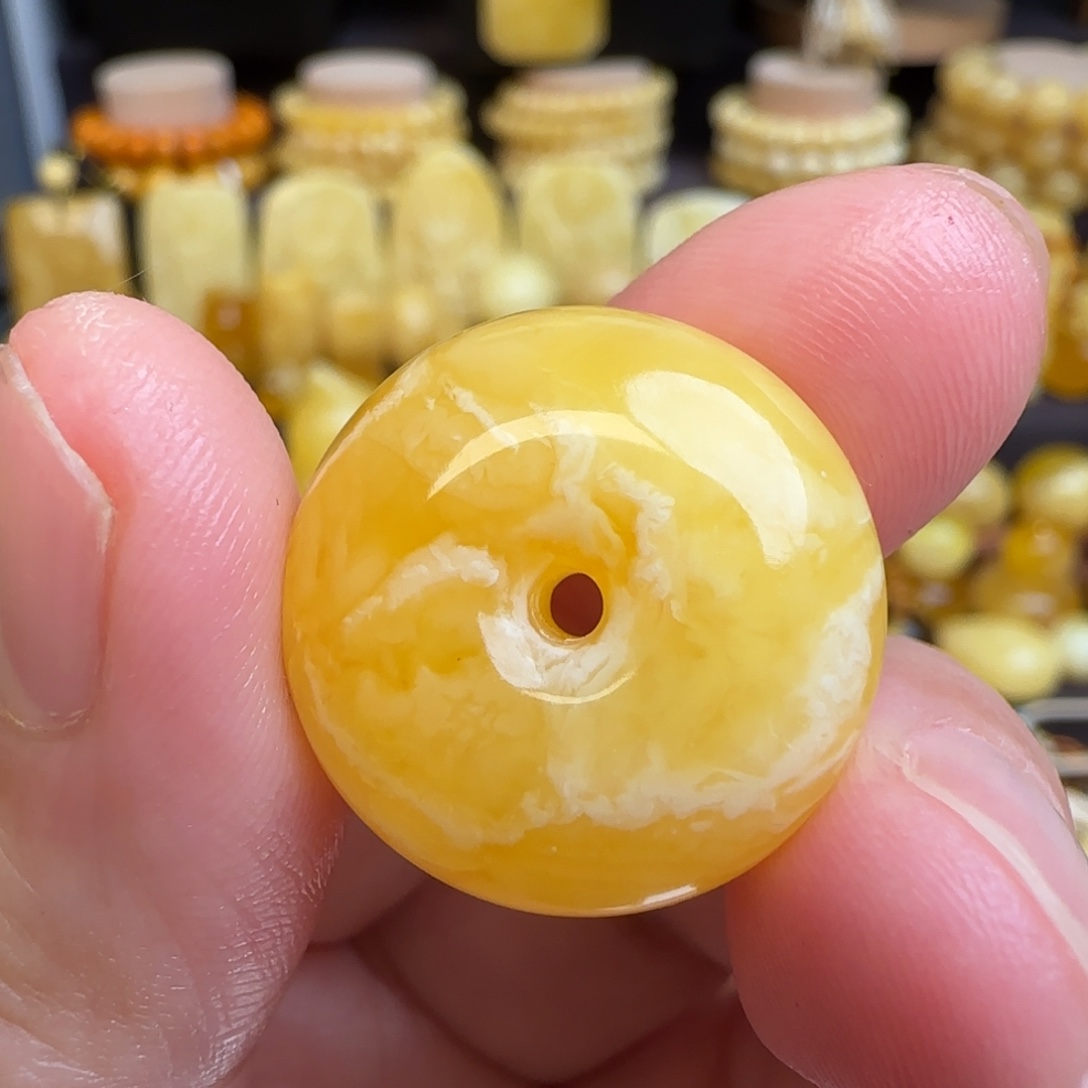 琥珀未镶嵌吊坠(不含链)天然焦皮料蜜蜡平安扣