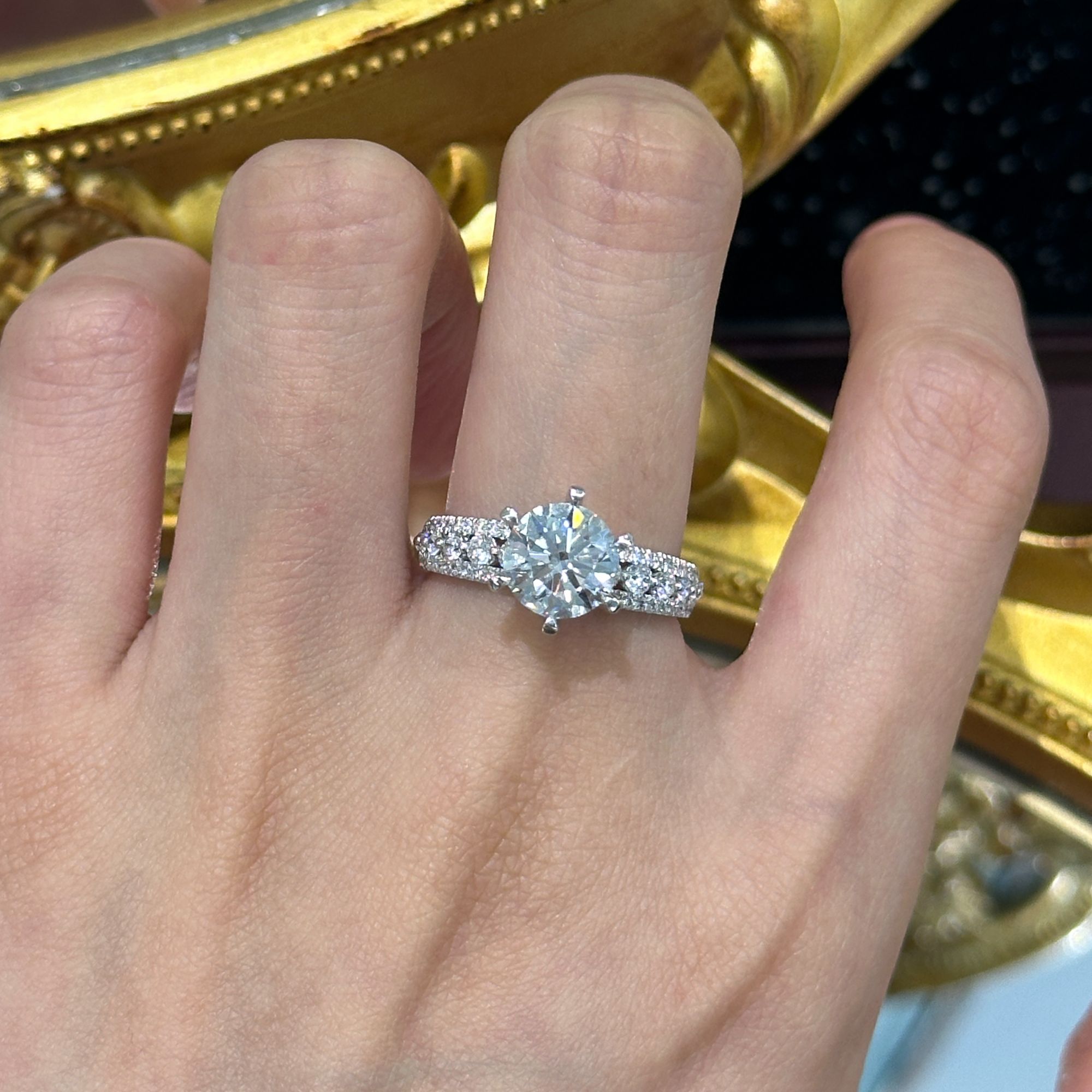 实验室培育钻石满镶六爪铂金戒指精公主风华送女友送老婆