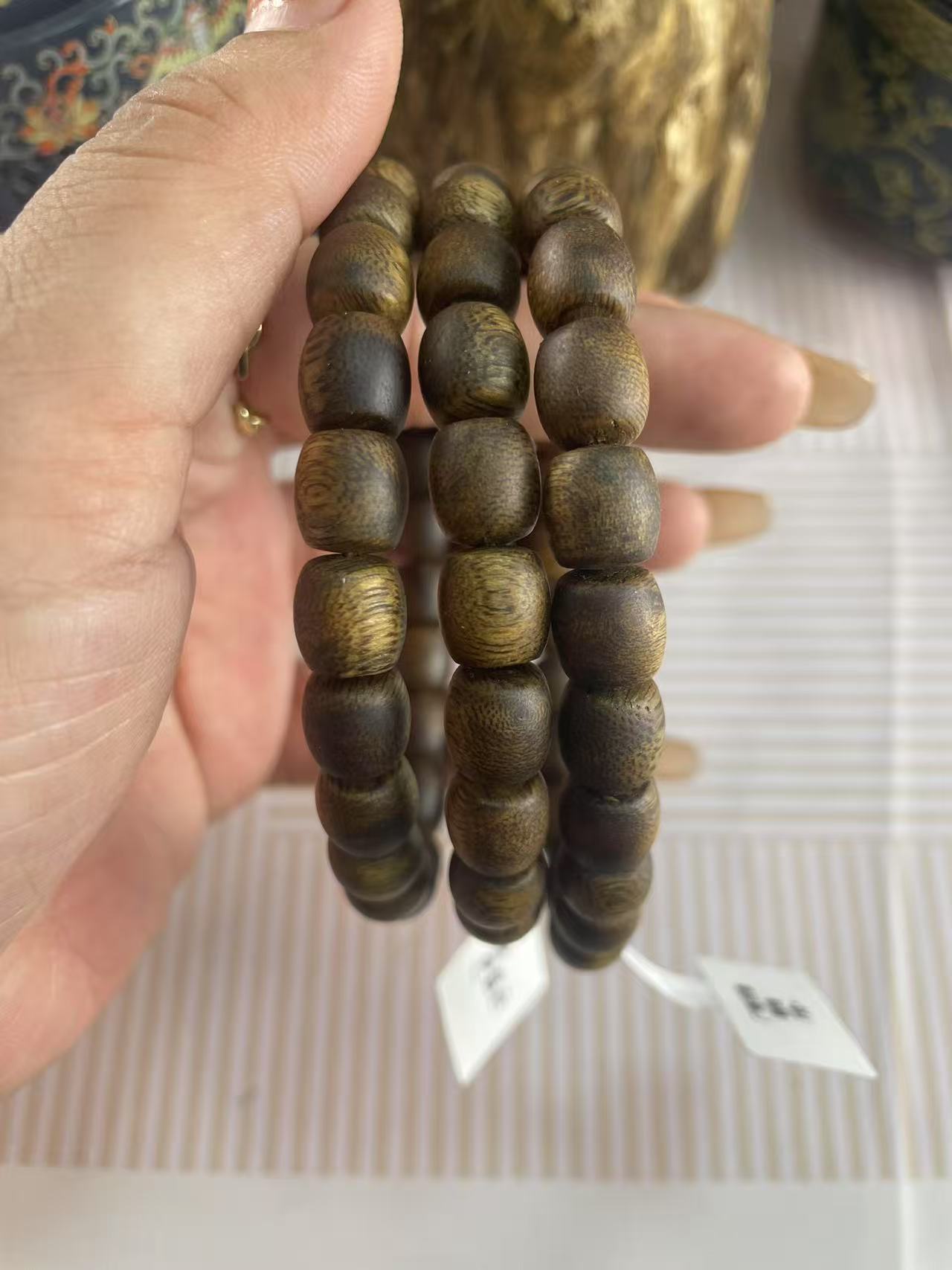 沉香棋楠鼓珠单圈手串卡9多样性发一