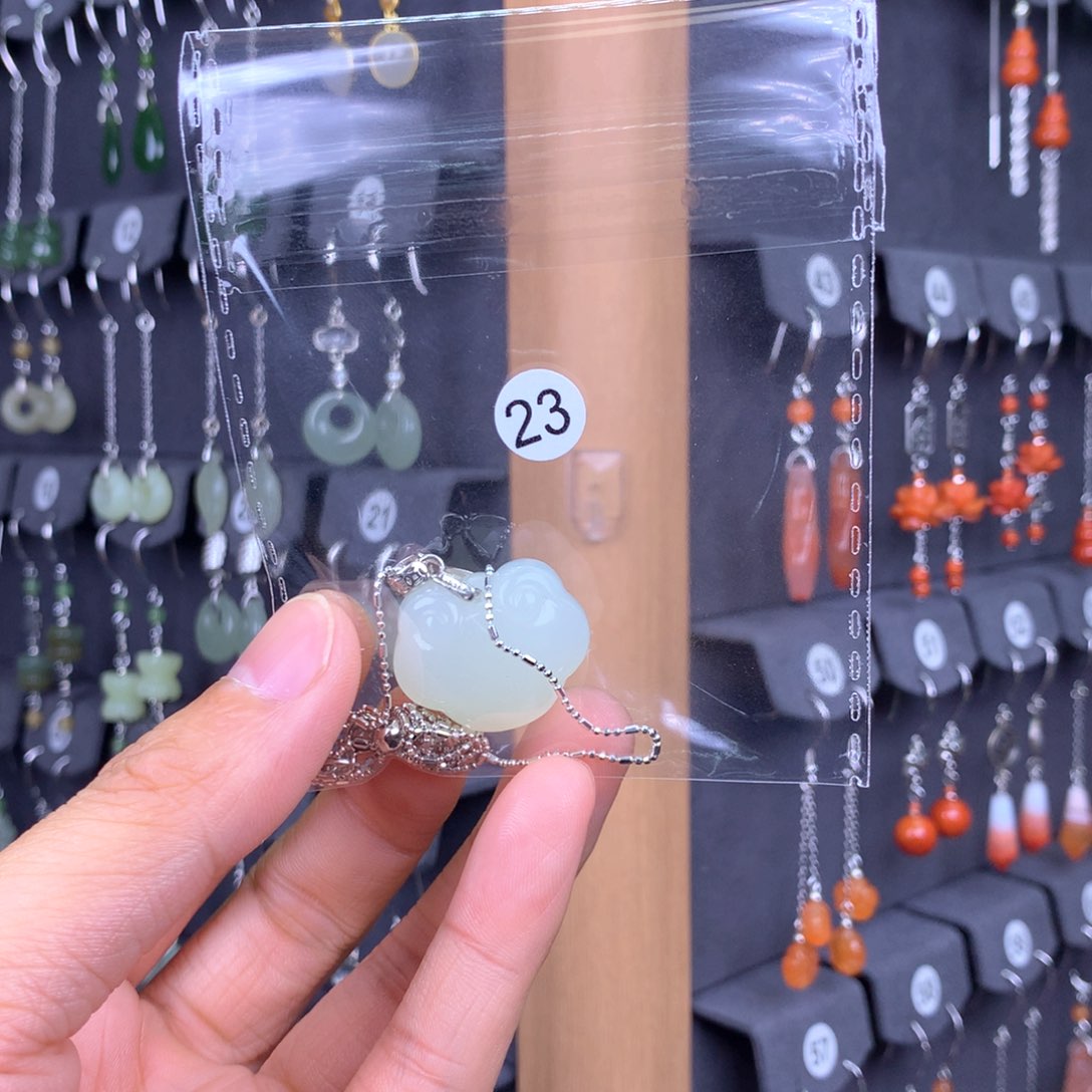 和田玉耳饰银S925镶嵌用****5