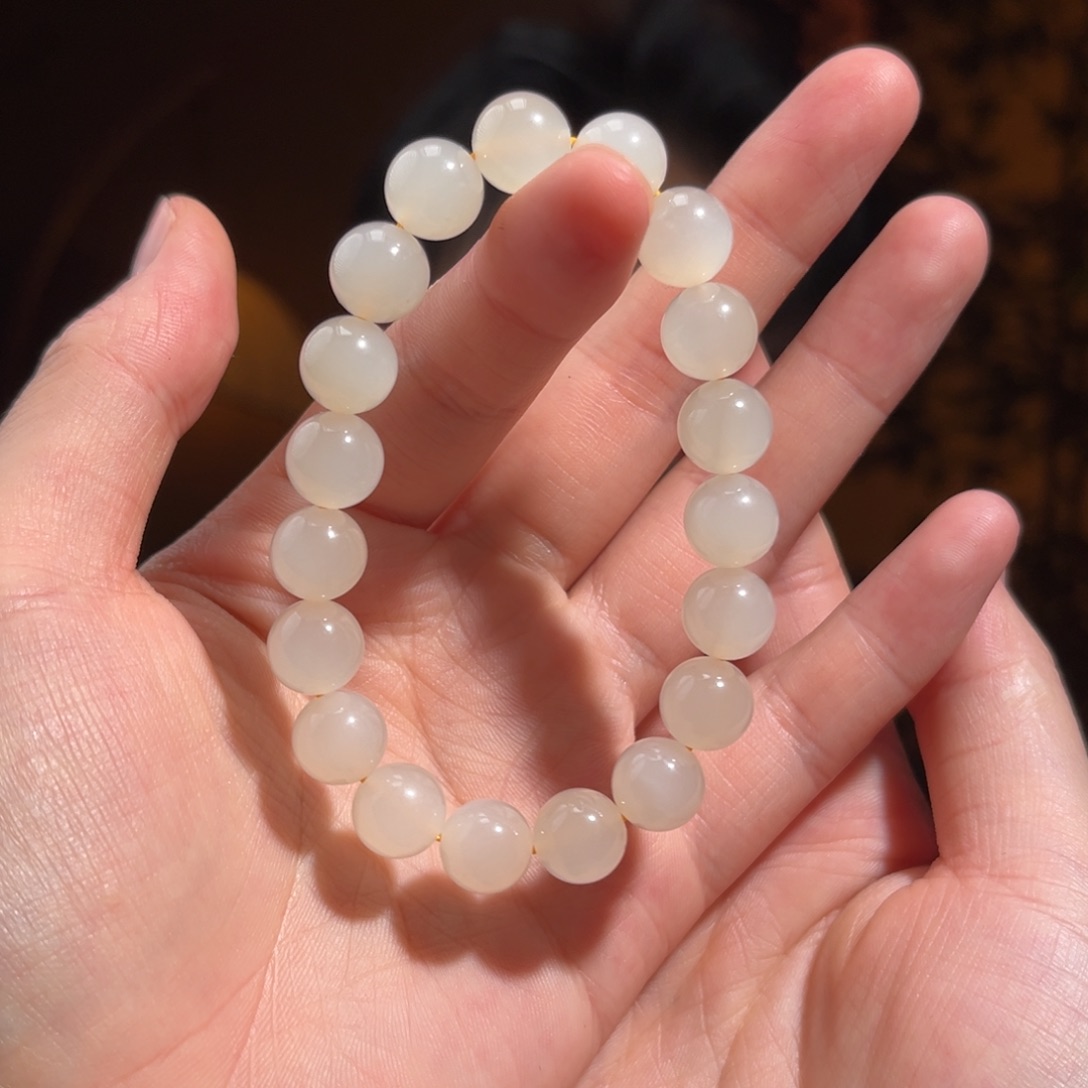 手串未镶嵌和田玉蜂蜜水猫眼10mm583