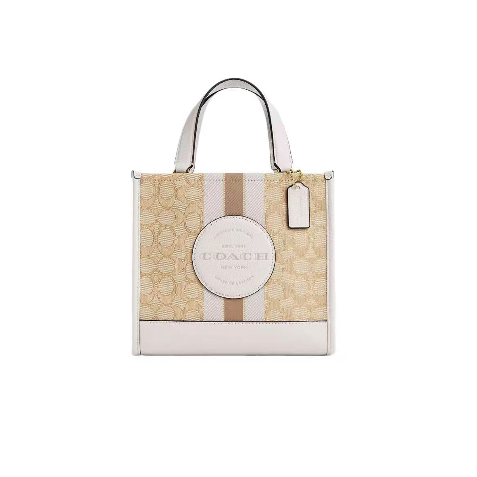 95新 COACH/蔻驰 95新/蔻驰无钉款针织老花方托包/S6106/22X20X10