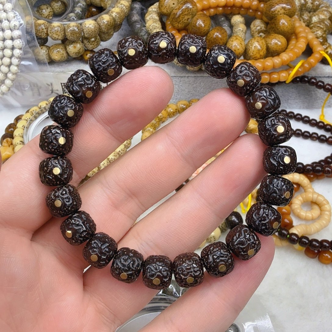 星月菩提手串14爱谁谁黑金星月菩提单圈魔纹10钉