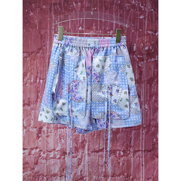 【韩哥女装】“清凉一夏”蓝紫田园风A字版休闲短裤8377