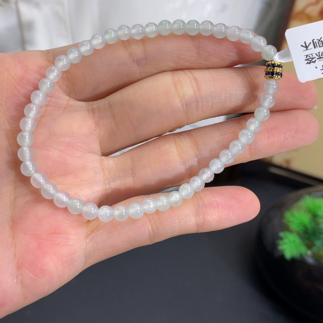 翡翠未镶嵌手串卡4冰胶白冰手串
