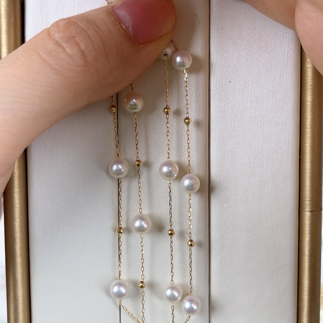 淡水珍珠颈饰18K金镶嵌