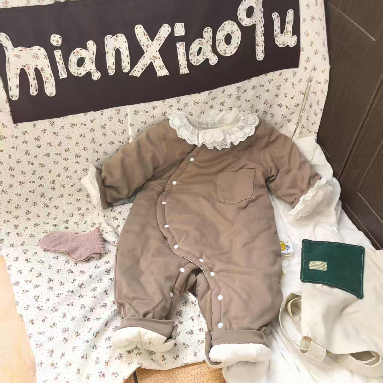 斜襟公主200克手工棉花衣保暖舒适婴幼儿宝亲肤女宝韩版蕾丝