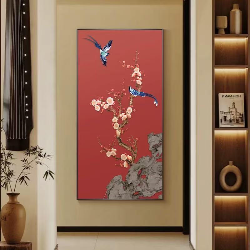 B105(所见即所得)新中式花鸟图玄关装饰画客厅壁画复古大气挂画