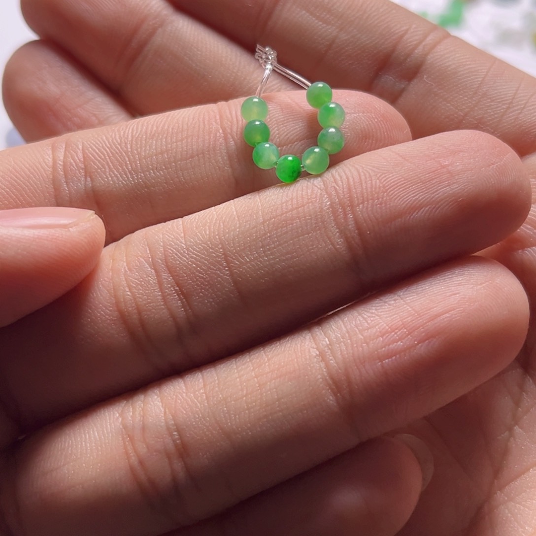 翡翠散珠景*天然缅甸A货珠子卡4mm