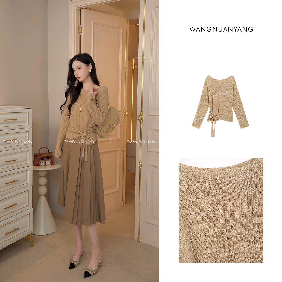 【王暖阳】心有灵系|设计感系带可调节松弛感长袖针织衫