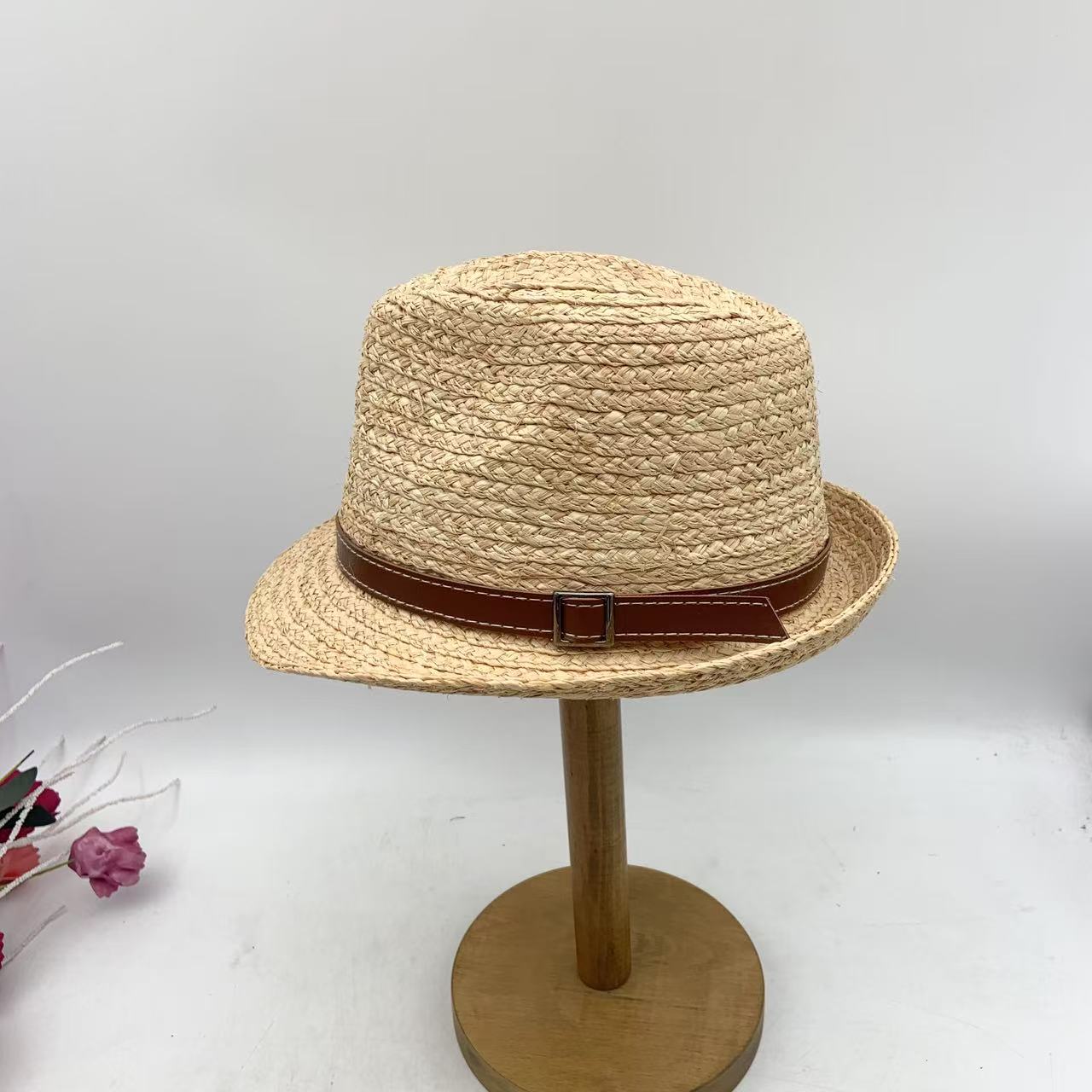 遮阳防晒透气拉菲草辫小礼帽