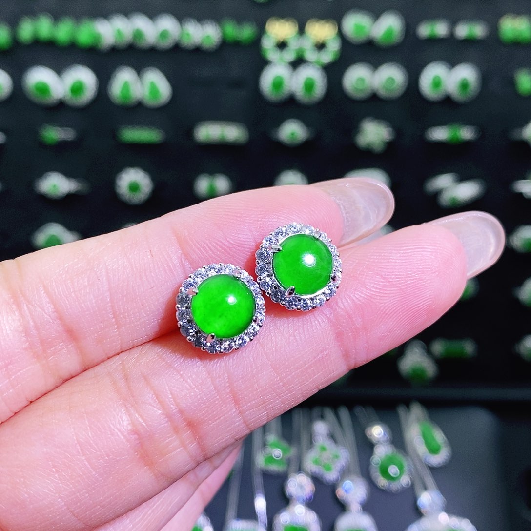 翡翠银S925镶嵌耳饰多样性