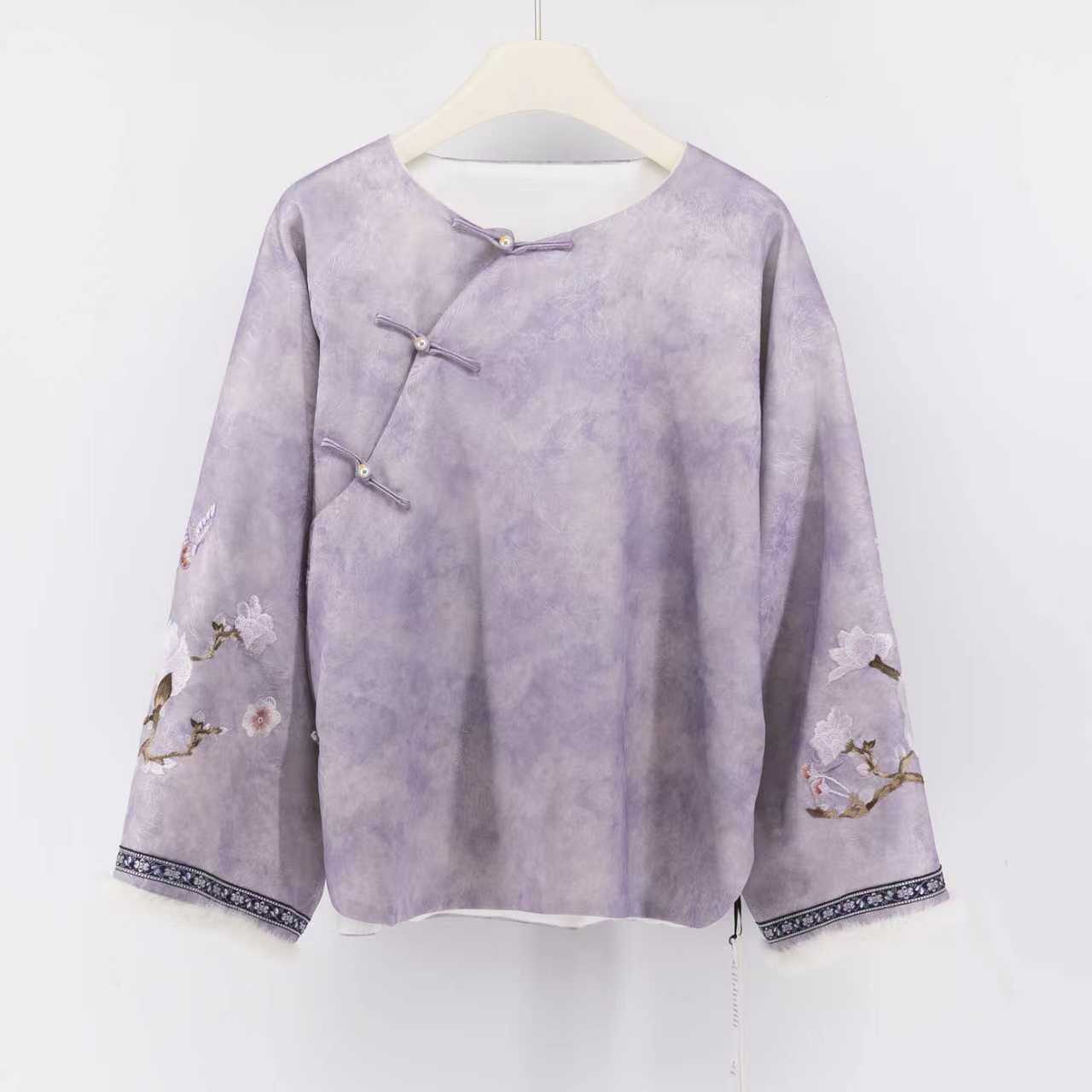 新中式国风斜襟加厚刺绣冬款小衫内搭-520105
