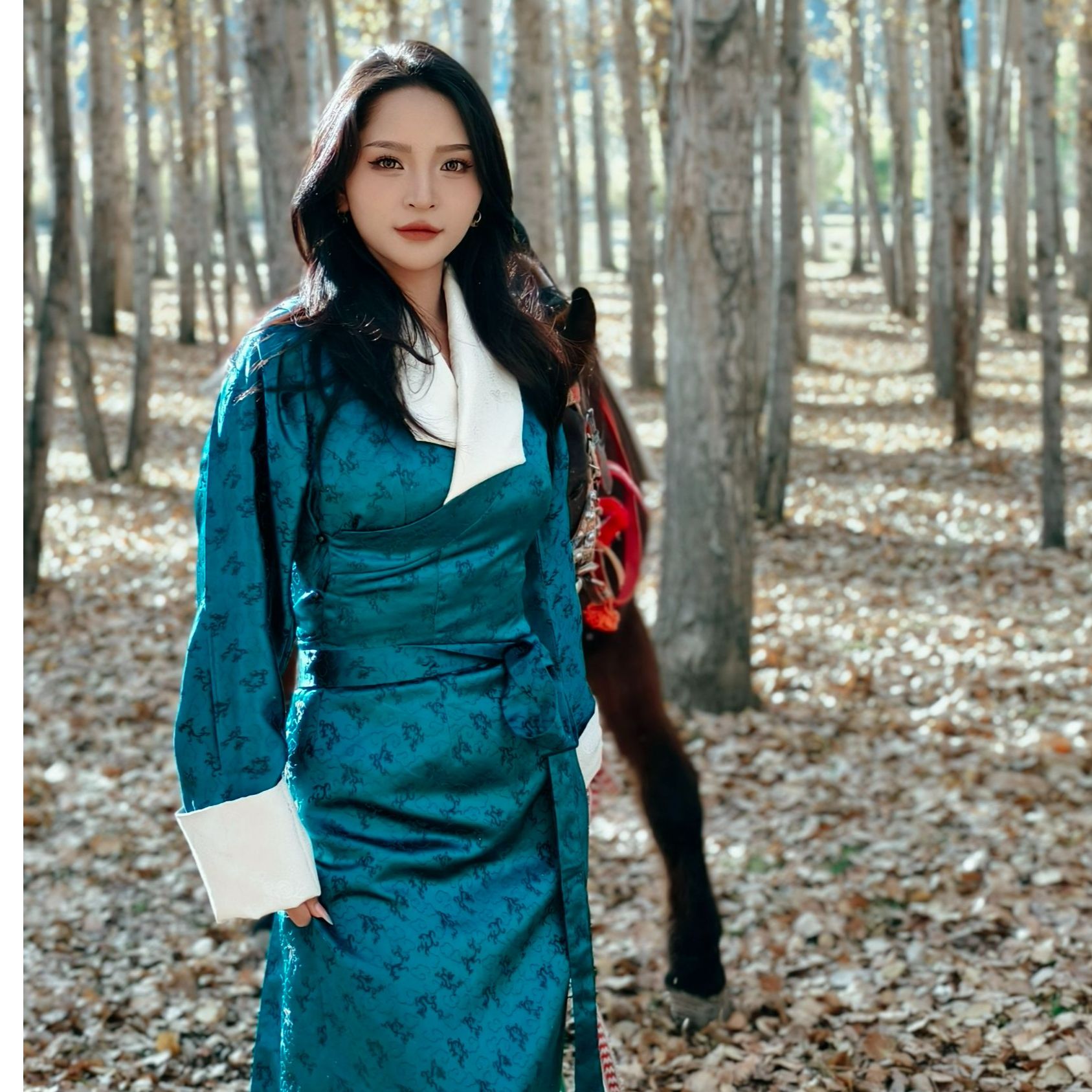 藏式新款绸缎藏装甲罗一套