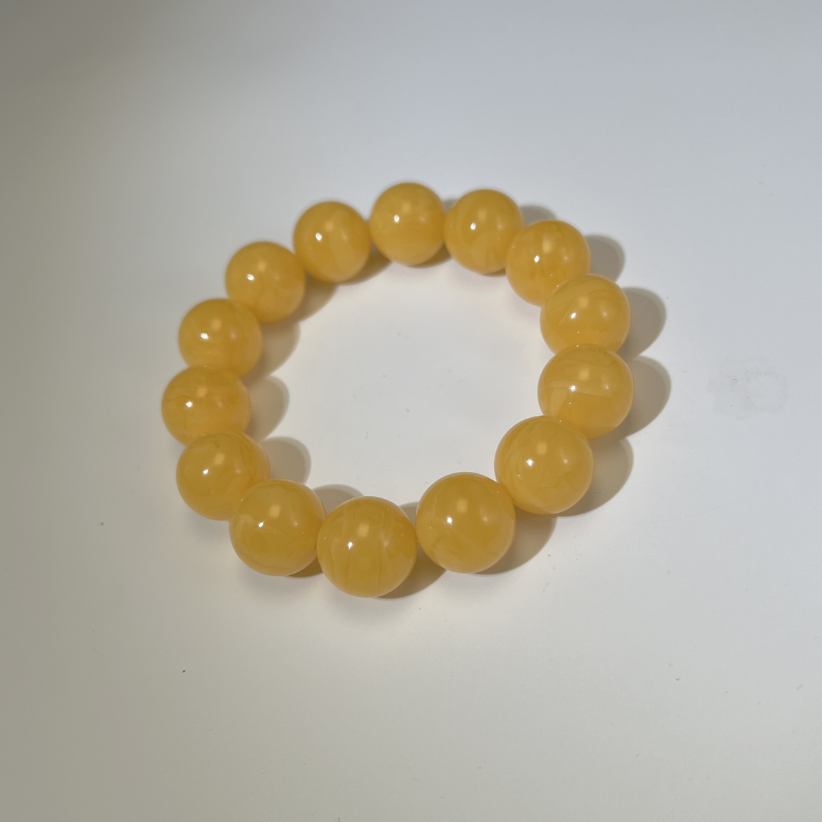 纯天然琥珀蜜蜡焦皮同料手串单圈鸡油黄