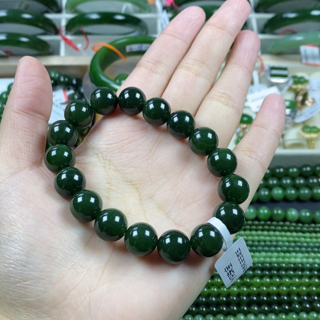 和田玉（碧玉）手串未镶嵌用****312m m