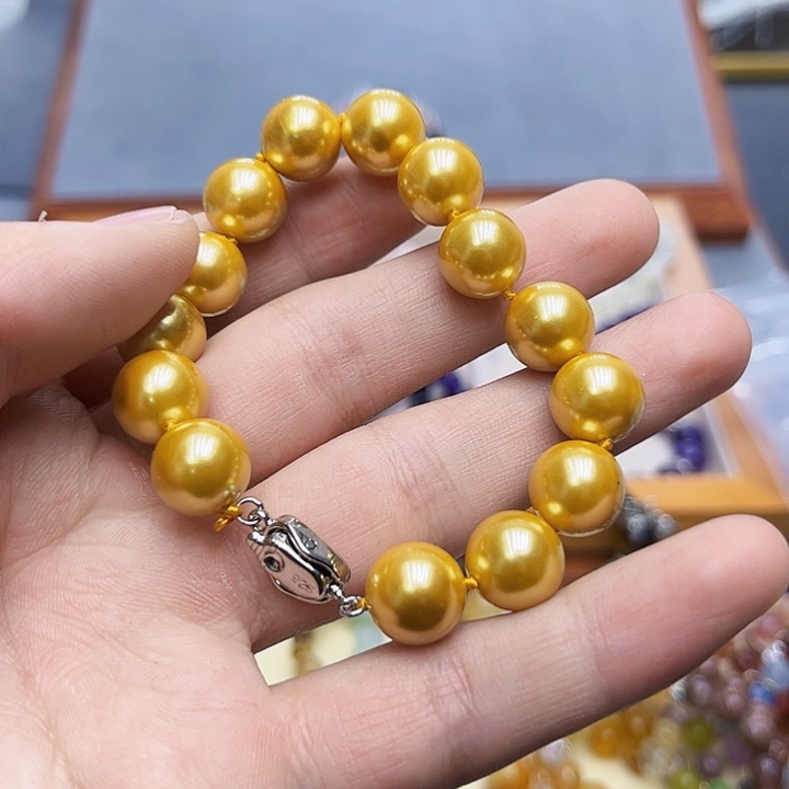 水晶手链银S925镶嵌贝珠