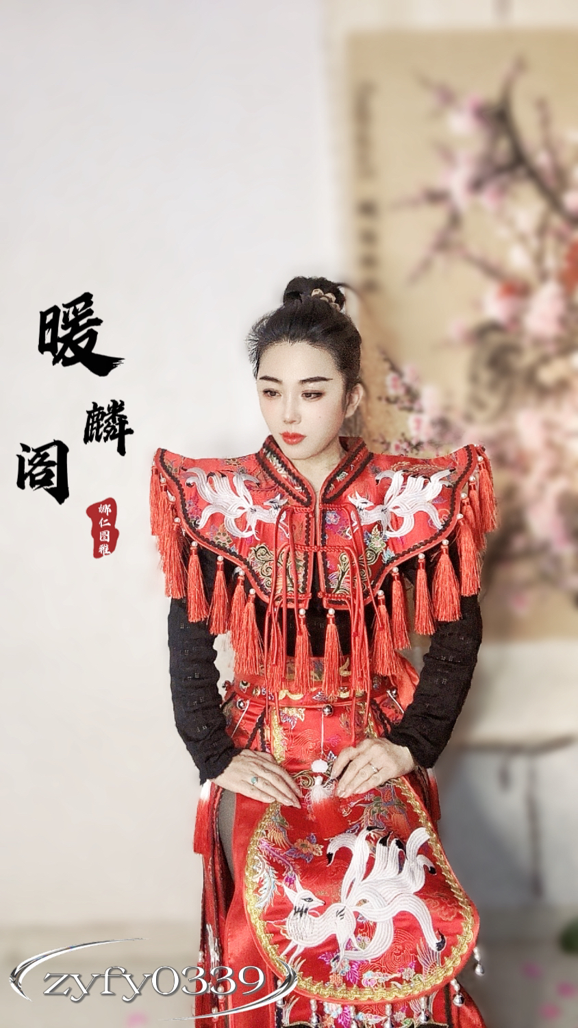 【娜仁图雅】九尾狐红色撒满服装战裙战袍披肩大神二神跳神服装