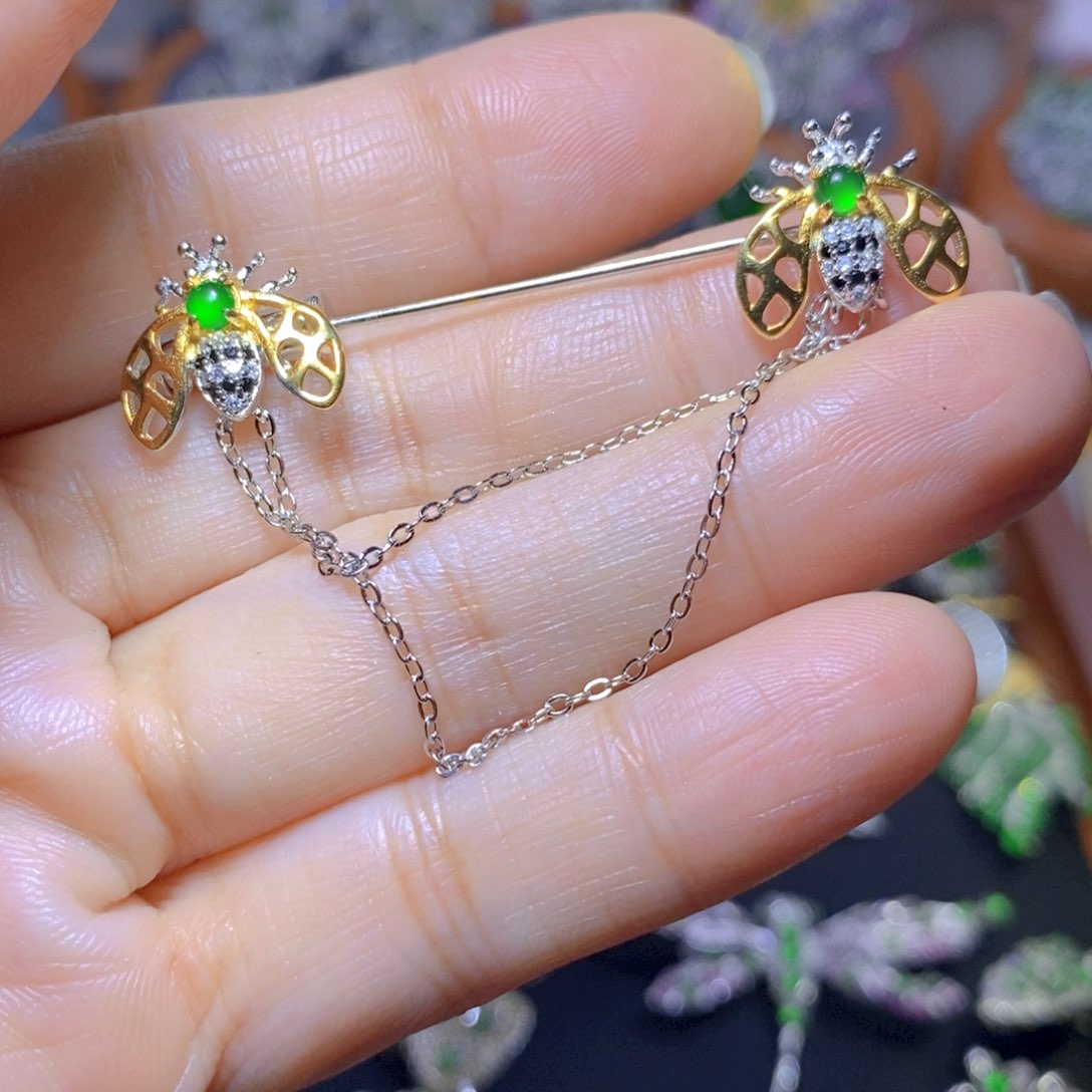 翡翠颈饰银S925镶嵌天然翡翠