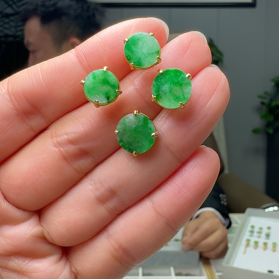 翡翠银S925镶嵌耳饰多样性发货其一