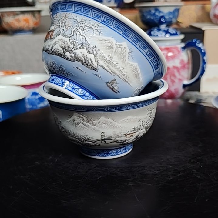 L***F景德镇陶瓷茶具套装摆件雪景主人杯