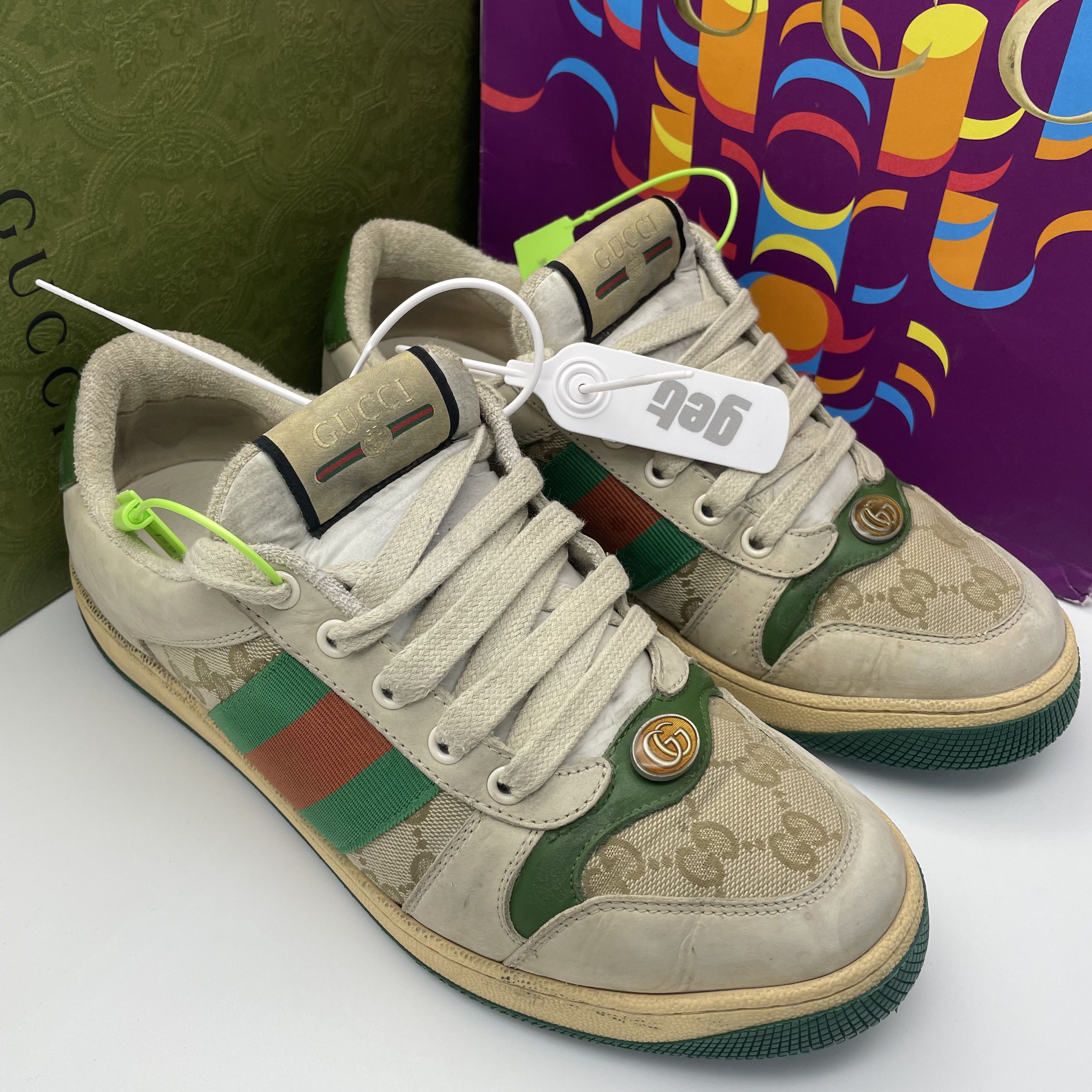 95新 GUCCI/古驰 38/41欧码 GG珐琅做旧款时尚复古脏脏鞋