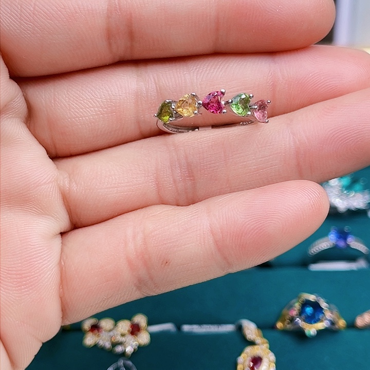 碧玺戒指银S925镶嵌成品