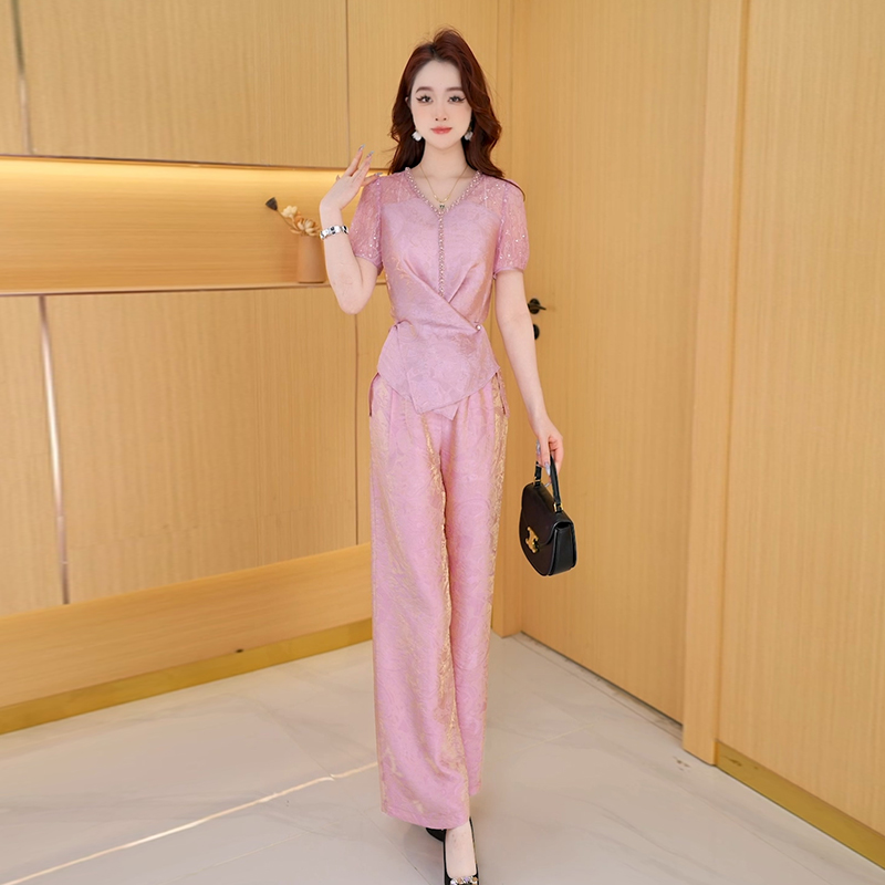 【两件套】夏季时尚修身洋气气质休闲百搭修身显瘦减龄女装套裤