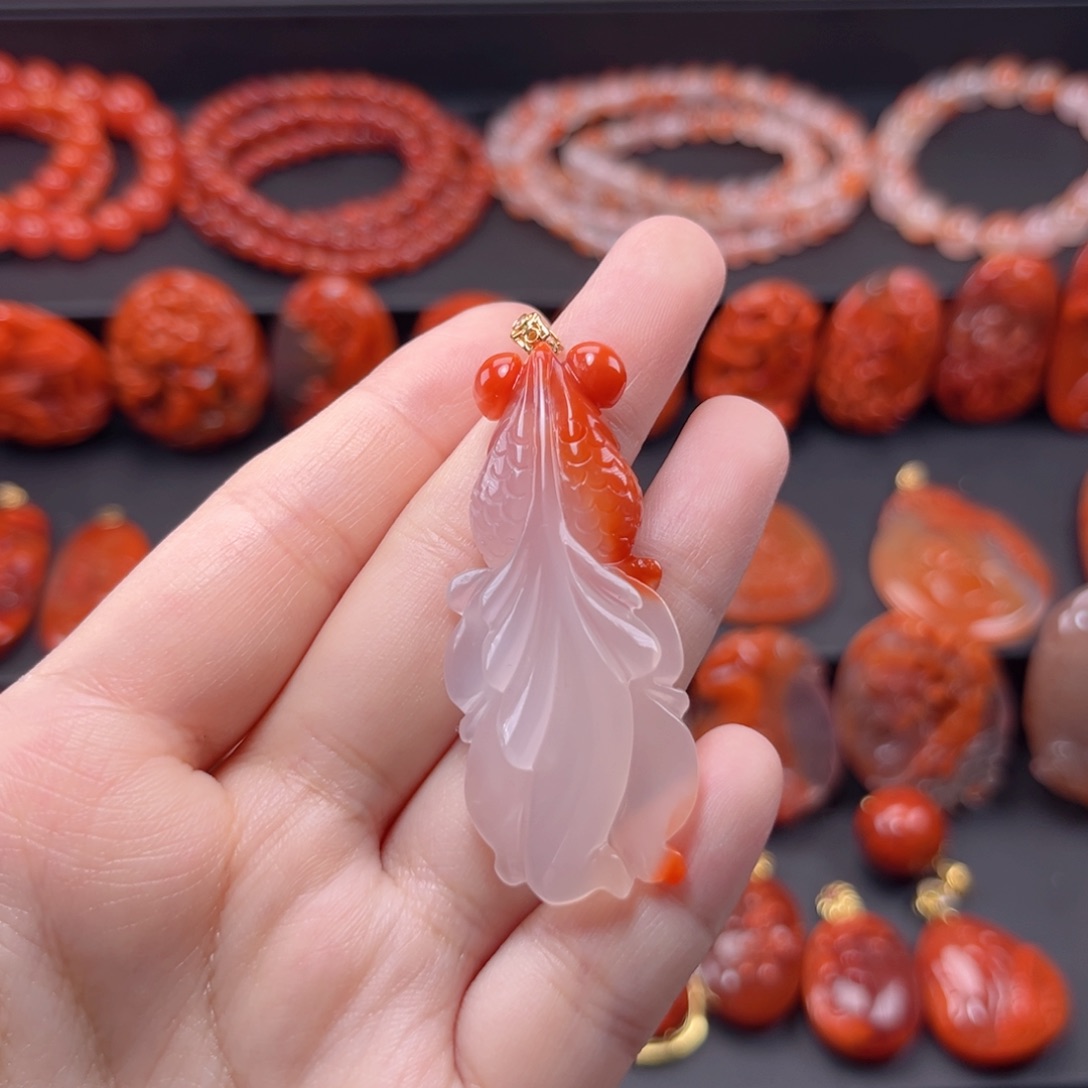 南红玛瑙南红18K金镶嵌