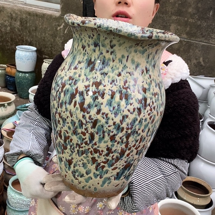 紫砂花盆瑕疵口20高32瑕疵