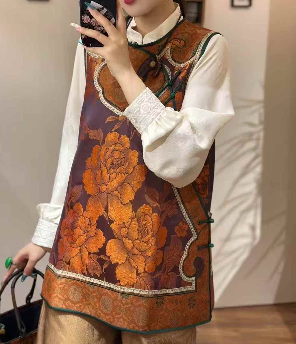 传承｜国色天香四合如意马甲中长款2025B19371—姚姚