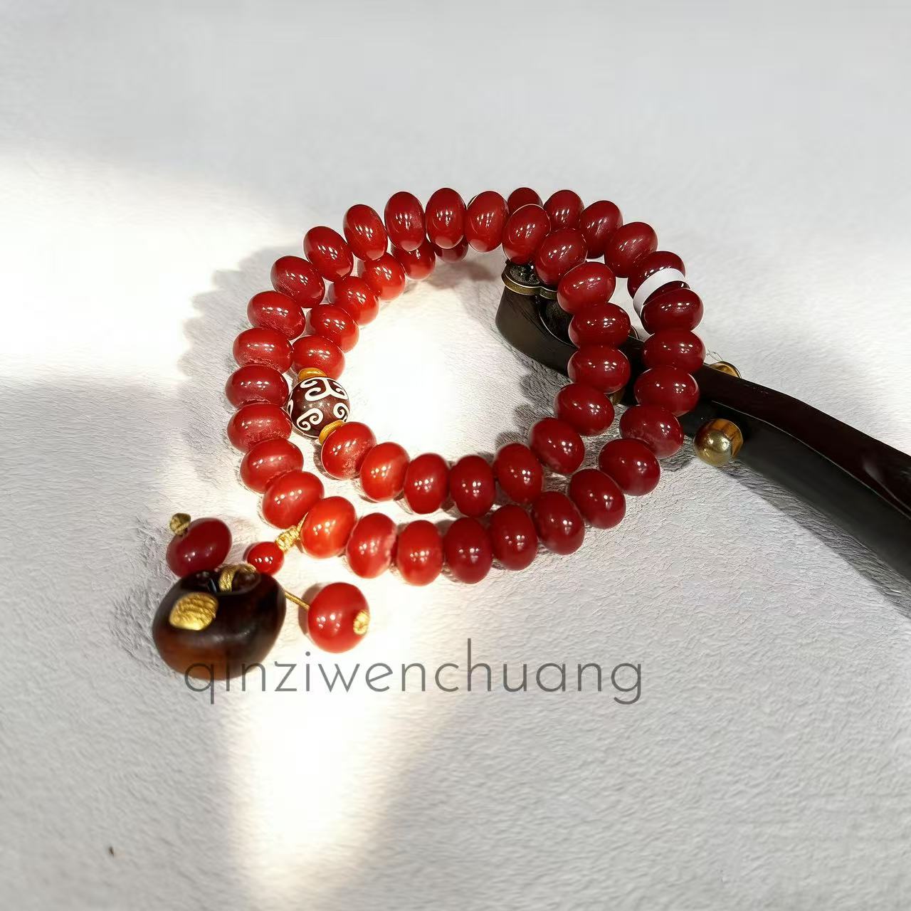 DP 1124-1.1*0.8双圈红玉菩提+木质福袋红玉菩提（无礼盒）