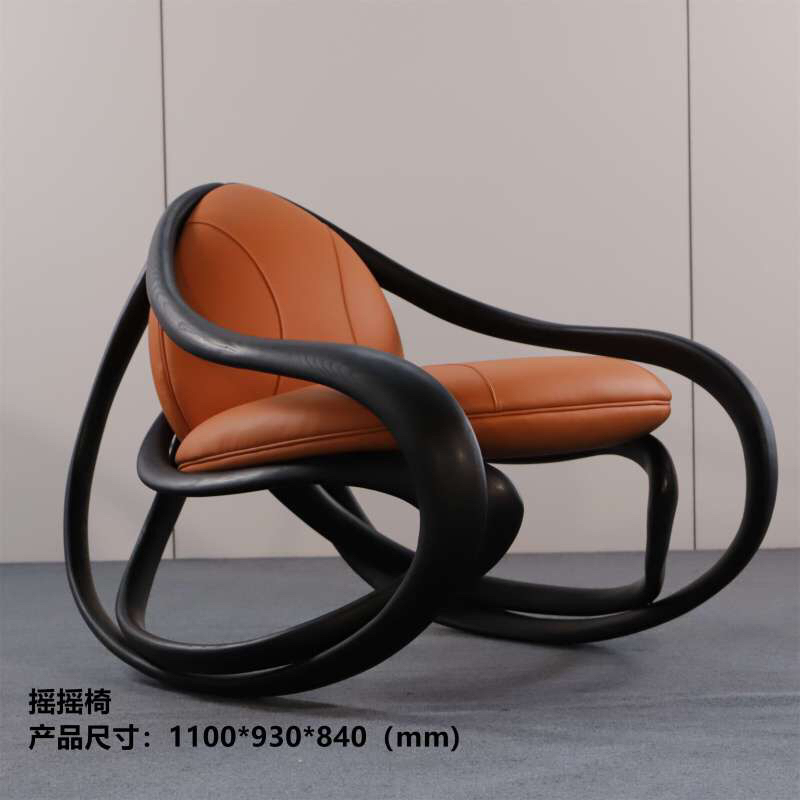 白蜡木摇摇椅+超纤皮